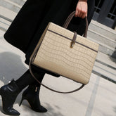 Sac à main motif crocodile texture dame simple bureau grande capacité coréen occidental sac fourre-tout